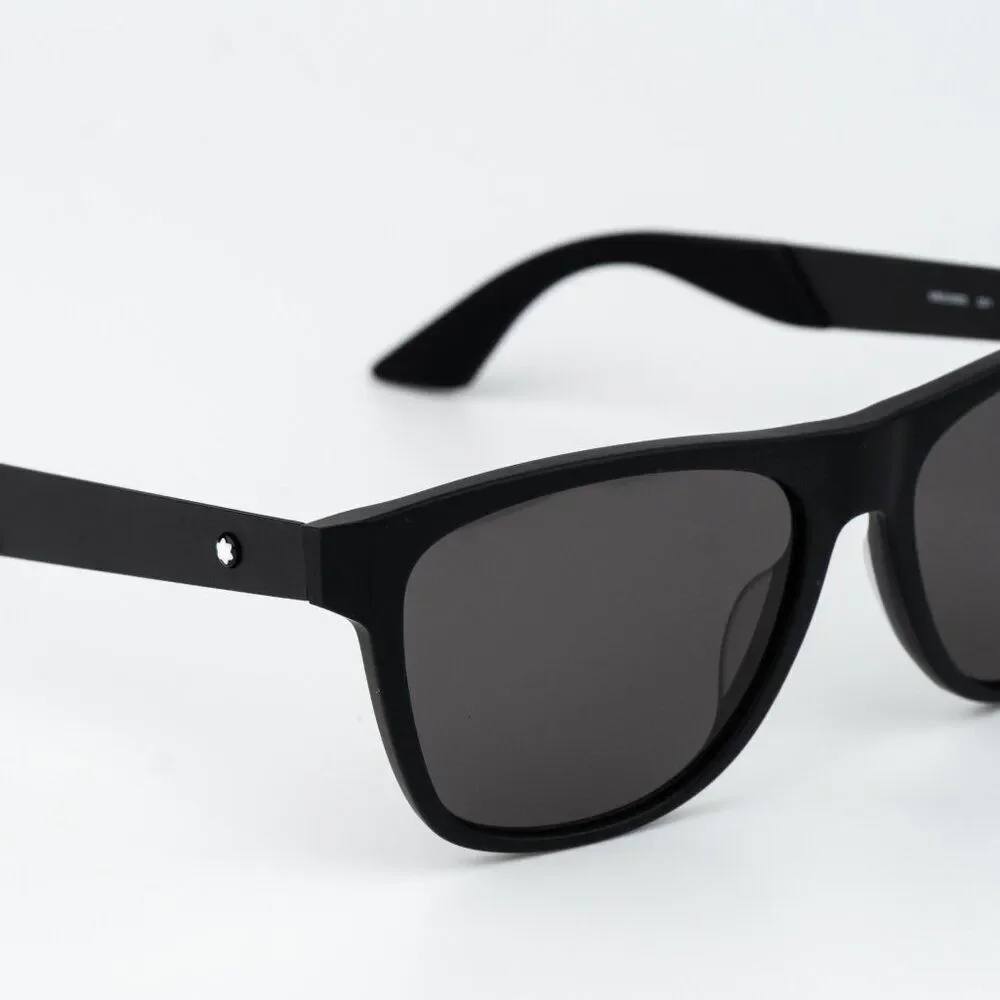 Montblanc Men Sunglasses Matte Black Grey Square MB0298S 001 NEW AUTHENTIC